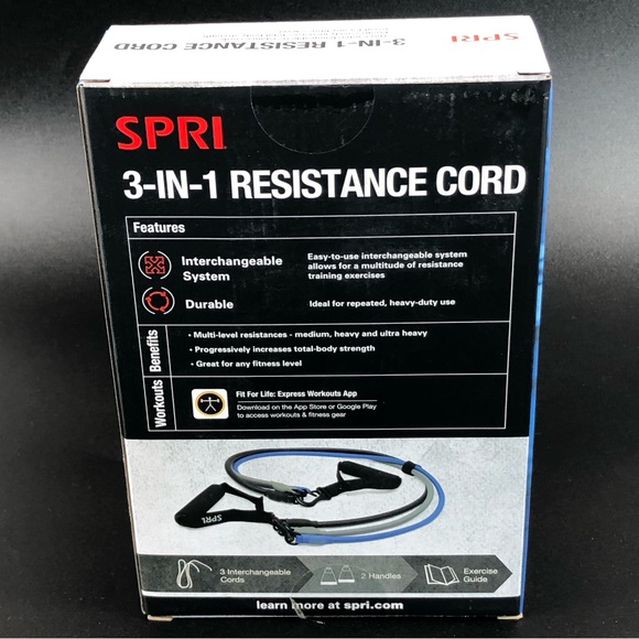 SPRI 3-in-1 Resistance Tube Kit Include 3 Levels of Resistance Exercise Band Kit - Picture 6 of 6